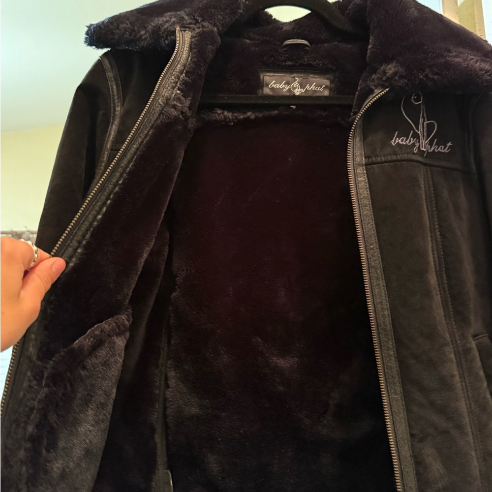 Baby Phat Black Coat with Embroidered Logo - Picture 3 of 5